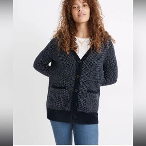 Madewell *Green Mayfield Birds Eye Oversized V Neck Cardigan Sweater XS